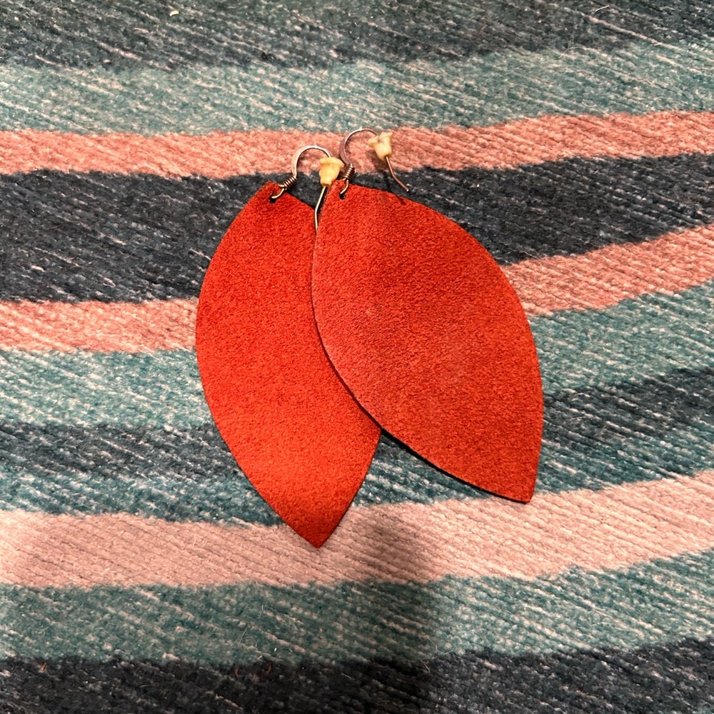 Elegant Orange Leaf Earrings